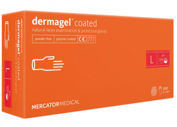 Mercator, rękawiczki jednorazowe lateksowe bezpudrowe Dermagel Coated 100 szt, L (RLDL)