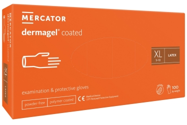Mercator, rękawiczki jednorazowe lateksowe bezpudrowe Dermagel Coated 100 szt, XL (DERMXL)