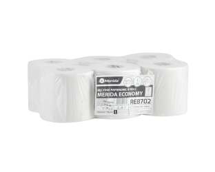 Merida Ręczniki papierowe w roli  ECONOMY CENTER PULL MINI, białe, średnica 17 cm, długość 210 m, jednowarstwowe, zgrzewka 6 rolek (REB702)