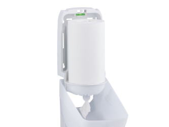 Merida Pojemnik na papier toaletowy lub ręczniki papierowe w rolach  HARMONY CENTER PULL, tworzywo, biały transparentny (BHB701)