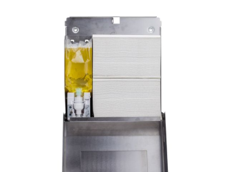 Merida Pojemnik na ręczniki składane z bezdotykowym automatycznym dozownikiem mydła w pianie i z lustrem ze stali SuperMirror „3 w 1" STELLA SLIM  COMBO (ASC753)