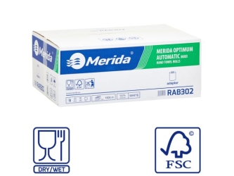Merida Automatyczny bezdotykowy podajnik ręczników ONE biały plus 2 kartony ręczników OPTIMUM AUTOMATIC RAB302 (12 x 250 m = 3 000 m, 11 760 listków)