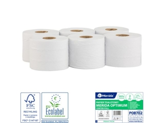 Merida Pojemnik na papier toaletowy w listkach CENTER PULL czarny plus 2 opakowania papieru MERIDA OPTIMUM