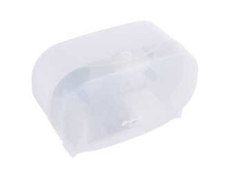Merida Pojemnik na dwie rolki papieru toaletowego bez gilzy  HARMONY, tworzywo, biały transparentny (BHB301) - Pojemnik na dwie rolki papieru toaletowego bez gilzy MeridaHARMONY, tworzywo, biały transparentny